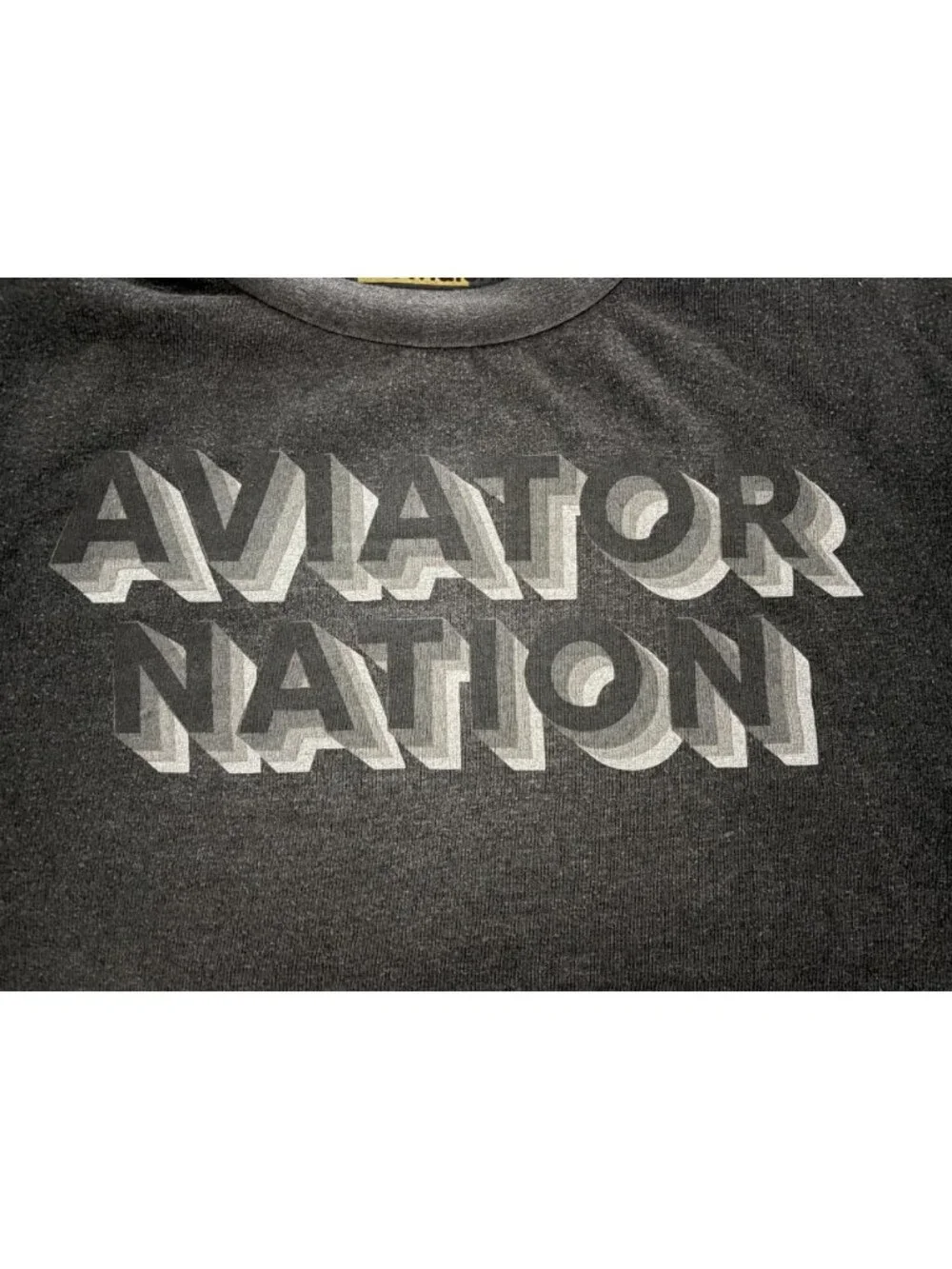 Aviator Nation 3D Cropped Crew Faded Smoke Relaxed Sweatshirt Sz Large